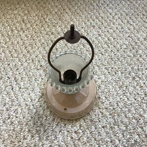 Vintage Art Deco Glass Light Ceiling Fixture - Antique Pink - Nice Vintage Item.